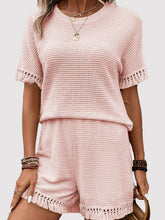 Load image into Gallery viewer, Tassel Round Neck Top and Shorts Set