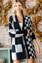 Load image into Gallery viewer, First Love Checkered Open Front Long Sleeve Cardigan