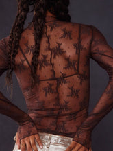 Load image into Gallery viewer, Lace Mock Neck Long Sleeve Blouse