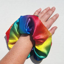 Load image into Gallery viewer, XXL Pride Rainbow Satin Scrunchie