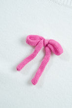 Load image into Gallery viewer, Contrast Bow Round Neck Dropped Shoulder Sweater