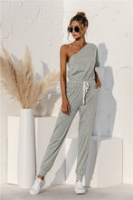 Load image into Gallery viewer, Single Shoulder Short Sleeve Jumpsuit