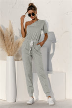 Load image into Gallery viewer, Single Shoulder Short Sleeve Jumpsuit