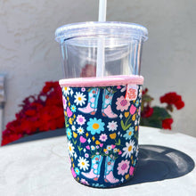 Load image into Gallery viewer, Coffee Cup Cover - Boots and Bouquets: Small / 16oz
