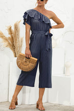 Load image into Gallery viewer, Ruffled Single Shoulder Tie Waist Jumpsuit