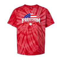 Load image into Gallery viewer, freedom field hockey- unisex tie dye youth tee- red or blue