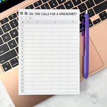 Load image into Gallery viewer, Oh, This Calls For A Spreadsheet Excel Notepad 5x7