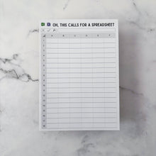 Load image into Gallery viewer, Oh, This Calls For A Spreadsheet Excel Notepad 5x7
