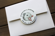 Load image into Gallery viewer, Screaming Opossum Circle Sticker