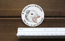 Load image into Gallery viewer, Screaming Opossum Circle Sticker