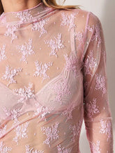 Load image into Gallery viewer, Lace Mock Neck Long Sleeve Blouse