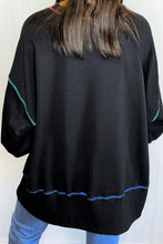 Load image into Gallery viewer, Slit Round Neck Lantern Sleeve Sweatshirt