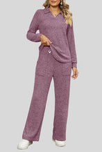 Load image into Gallery viewer, Ribbed Long Sleeve Top and Pocketed Pants Set
