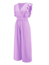 Load image into Gallery viewer, Ruffled Surplice Cap Sleeve Jumpsuit