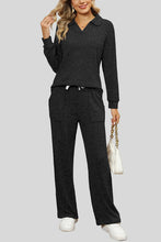 Load image into Gallery viewer, Ribbed Long Sleeve Top and Pocketed Pants Set