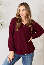 Load image into Gallery viewer, Zenana Buttoned V-Neck Long Sleeve Blouse