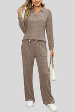 Load image into Gallery viewer, Ribbed Long Sleeve Top and Pocketed Pants Set