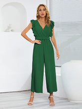 Load image into Gallery viewer, Ruffled Surplice Cap Sleeve Jumpsuit