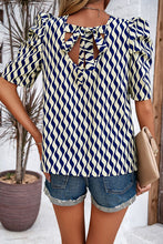 Load image into Gallery viewer, Tied Printed Puff Sleeve Blouse
