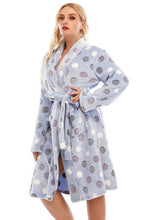 Load image into Gallery viewer, Plus Size Printed Tie Waist Robe with Pocket
