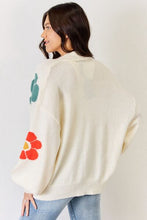 Load image into Gallery viewer, J.NNA Open Front Flower Pattern Long Sleeve Sweater Cardigan