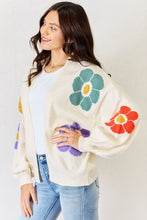 Load image into Gallery viewer, J.NNA Open Front Flower Pattern Long Sleeve Sweater Cardigan