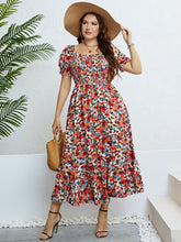 Load image into Gallery viewer, Plus Size Floral Smocked Square Neck Dress