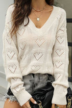 Load image into Gallery viewer, Openwork V-Neck Dropped Shoulder Sweater