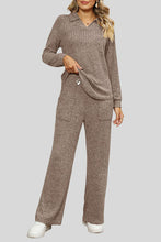 Load image into Gallery viewer, Ribbed Long Sleeve Top and Pocketed Pants Set