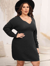 Load image into Gallery viewer, Plus Size Dropped Shoulder Long Sleeve Knit Mini Dress