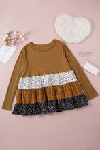 Load image into Gallery viewer, Plus Size Animal Print Color Block Ribbed Babydoll Top