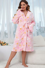 Load image into Gallery viewer, Plus Size Printed Tie Waist Robe with Pocket