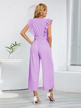Load image into Gallery viewer, Ruffled Surplice Cap Sleeve Jumpsuit