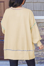Load image into Gallery viewer, Slit Round Neck Lantern Sleeve Sweatshirt