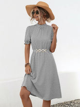 Load image into Gallery viewer, Printed Mock Neck Flounce Sleeve Dress