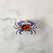 Load image into Gallery viewer, Maryland Blue Glitter Crab Flag Flower Sticker