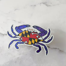 Load image into Gallery viewer, Maryland Blue Glitter Crab Flag Flower Sticker