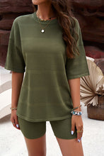 Load image into Gallery viewer, Eyelet Round Neck Top and Shorts Set