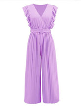 Load image into Gallery viewer, Ruffled Surplice Cap Sleeve Jumpsuit