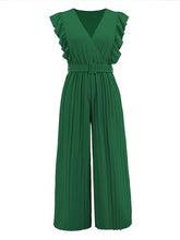 Load image into Gallery viewer, Ruffled Surplice Cap Sleeve Jumpsuit