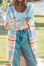 Load image into Gallery viewer, Color Block Pocketed Dropped Shoulder Cardigan