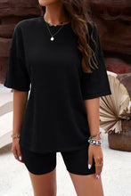 Load image into Gallery viewer, Eyelet Round Neck Top and Shorts Set