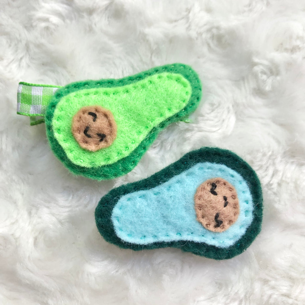 Felt Avocado Hair Clips