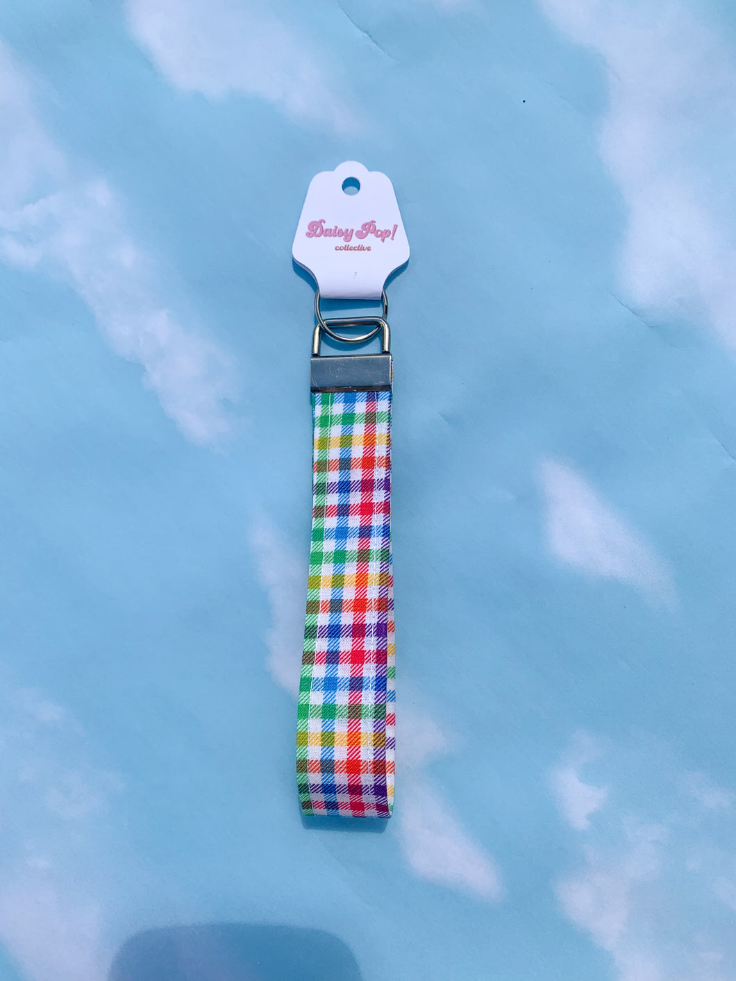 Rainbow Plaid Wristlet Lanyard