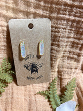 Load image into Gallery viewer, Iridescent glitter gold drop stud earrings
