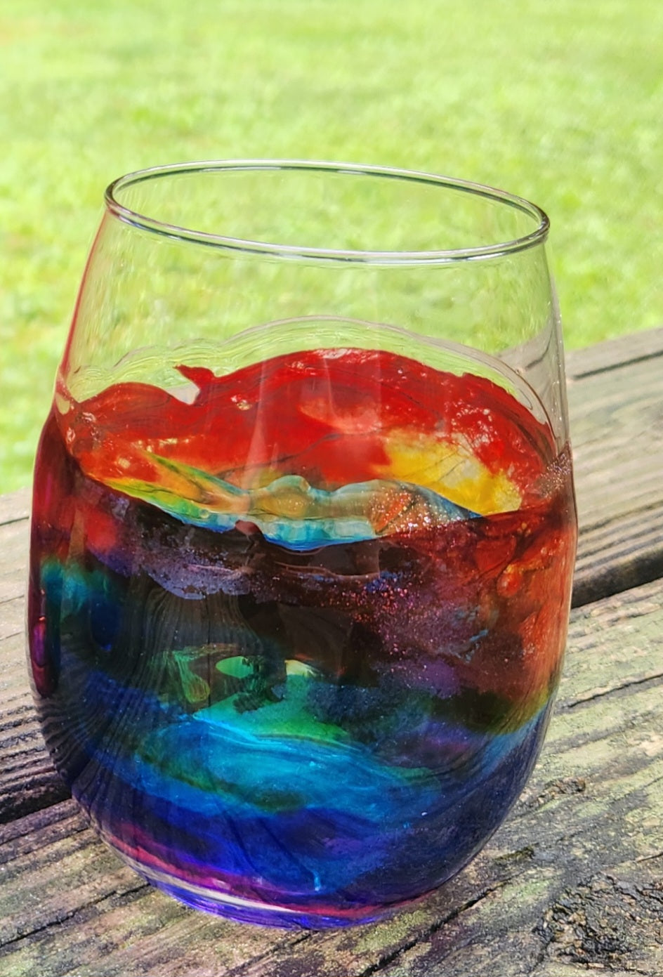 Rainbow Swirl Wine Glass