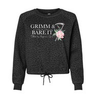Grimm & Bare It- black leopard crop tie front sweatshirt- color floral