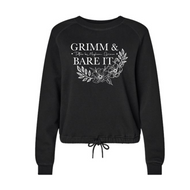 Grimm & Bare It- black crop tie front sweatshirt- white floral