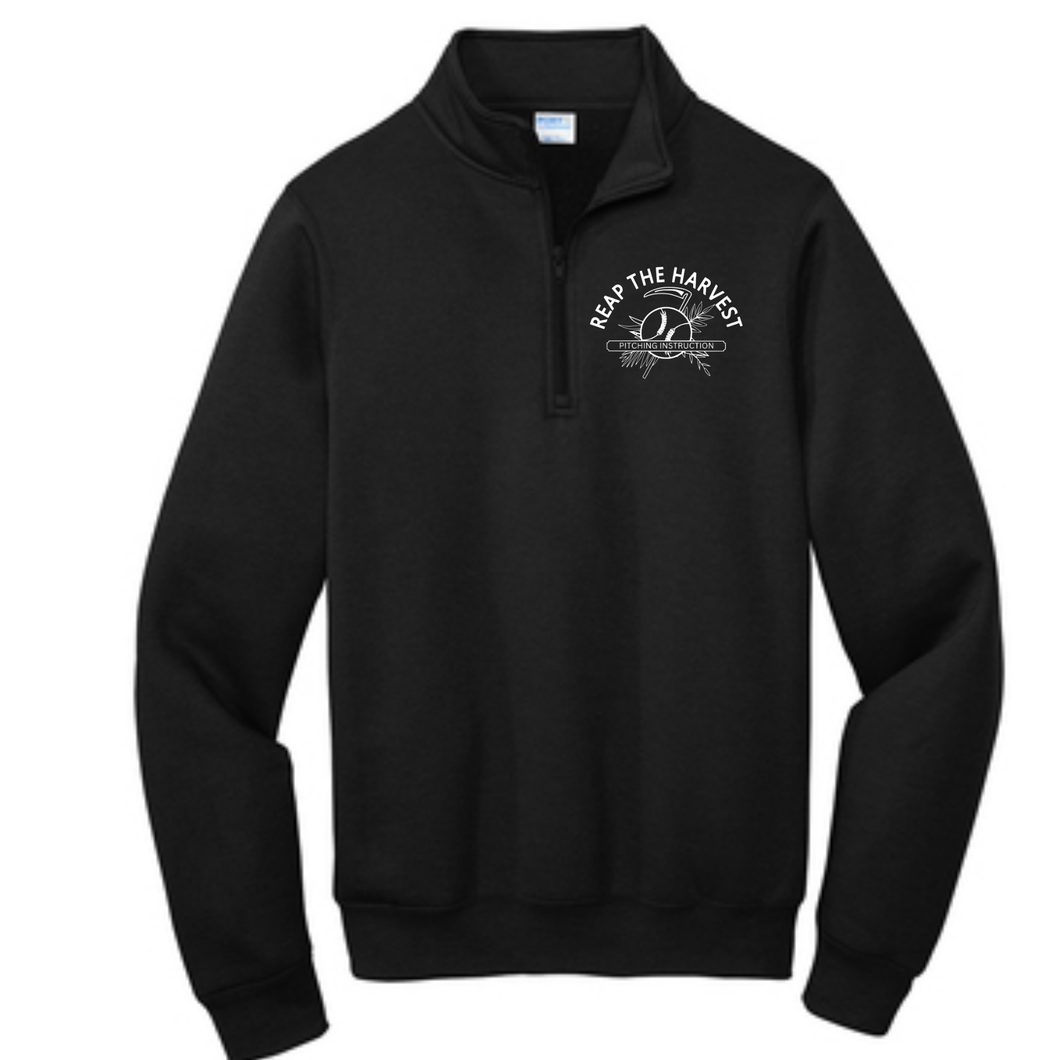 RTH original white logo on black 1/4 zip sweatshirt