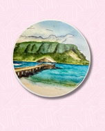 Hanalei Pier Watercolor Sticker